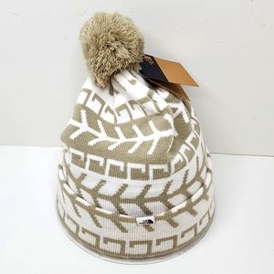 THE NORTH FACE BEANIE HAT TAN & CREAM COLOR